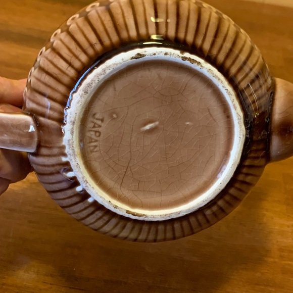 Vintage Tea pitcher Ceramic Mid-20th Century Ombré light to dark Brown Japan - Picture 4 of 5